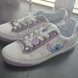 Disney White and Purple Stitch Sneakers